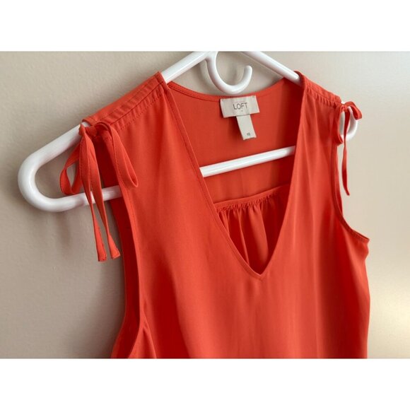 Ann Taylor LOFT Sleeveless V-Neck Tie Shoulder Top in Coral/Orange Size XS - Picture 6 of 11